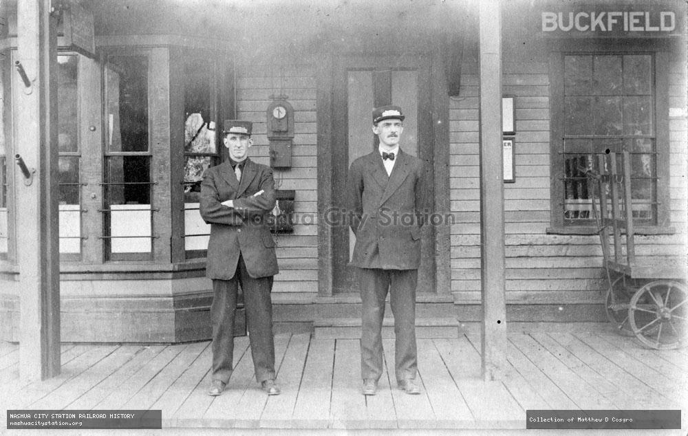 Postcard: Station staff at Buckfield